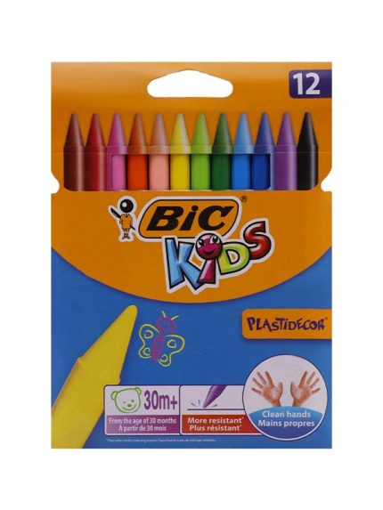 مداد شمعی بیک 12 رنگ Plastidecor