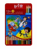 مداد رنگی 3+12 رنگ آریا فلزی تخت