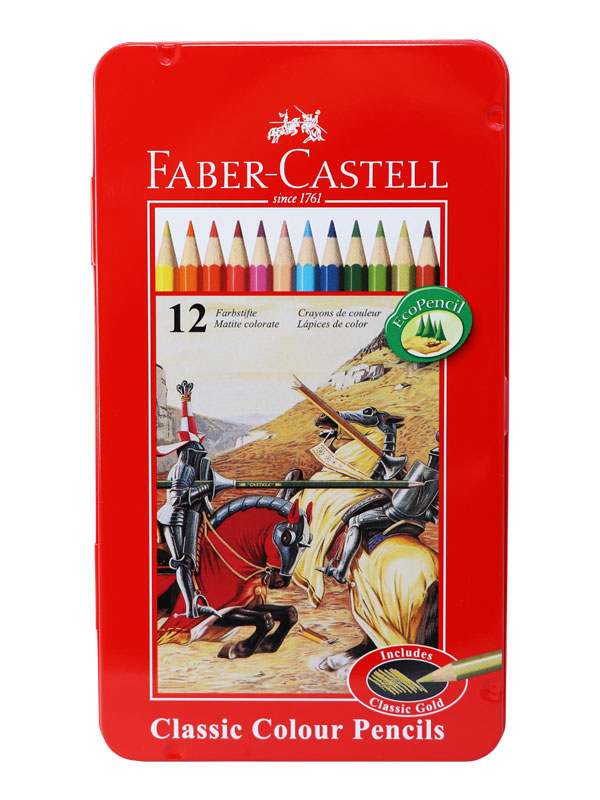 مداد رنگی فابرکاستل 12 رنگ Classic فلزی تخت