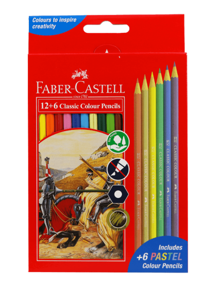 مداد رنگی فابرکاستل 6+12 رنگ Classic مقوایی
