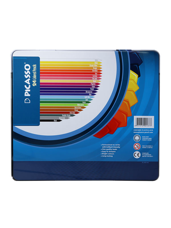 مداد رنگی پیکاسو 24 رنگ فلزی تخت