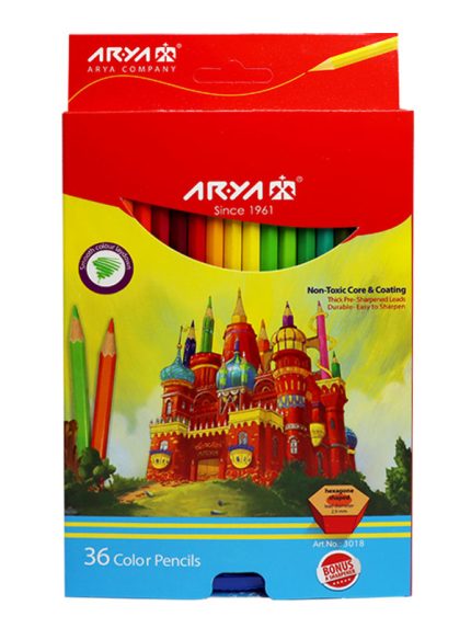 مداد رنگی آریا 36 رنگ مقوایی